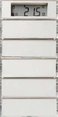 Berker 75665780 Tastsensor 5-fach mit Beschriftungsfeldern, Temperaturregler, Display, S.1/B.3/B.7, für weiß und polarweiß