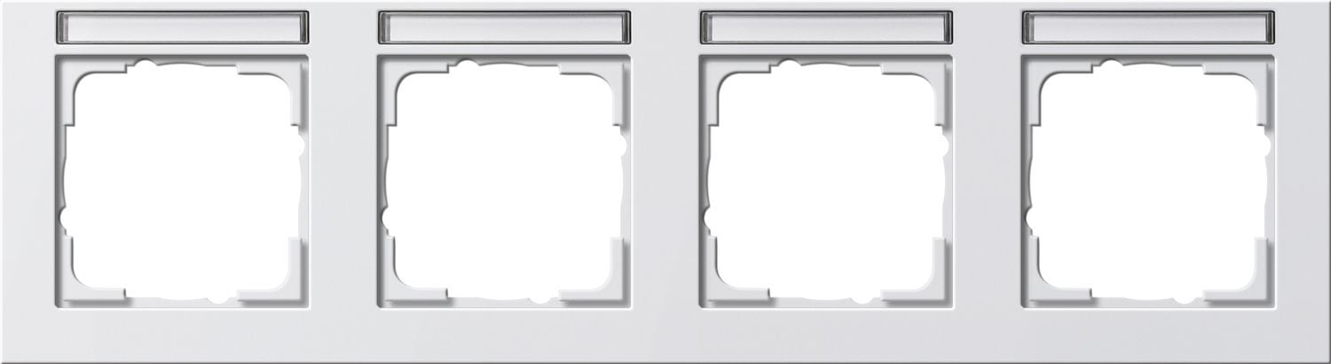 Gira 109429 Abdeckrahmen 4-fach waagerecht mit Beschriftungsfeld, Gira E2, reinweiß glänzend