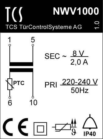 TCS NWV1000-0400 Transformator 8V