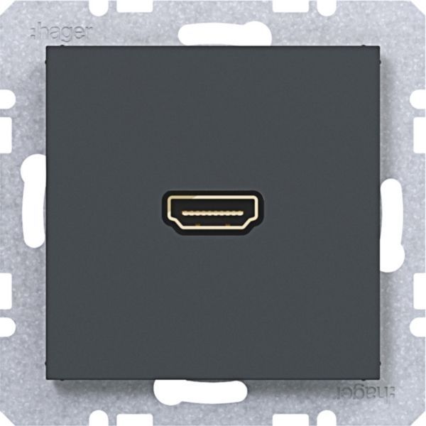 Hager WAF4380AT High Definition Steckdose HDMI mit 90° Steckanschluss, A.x/C.x, anthrazit matt