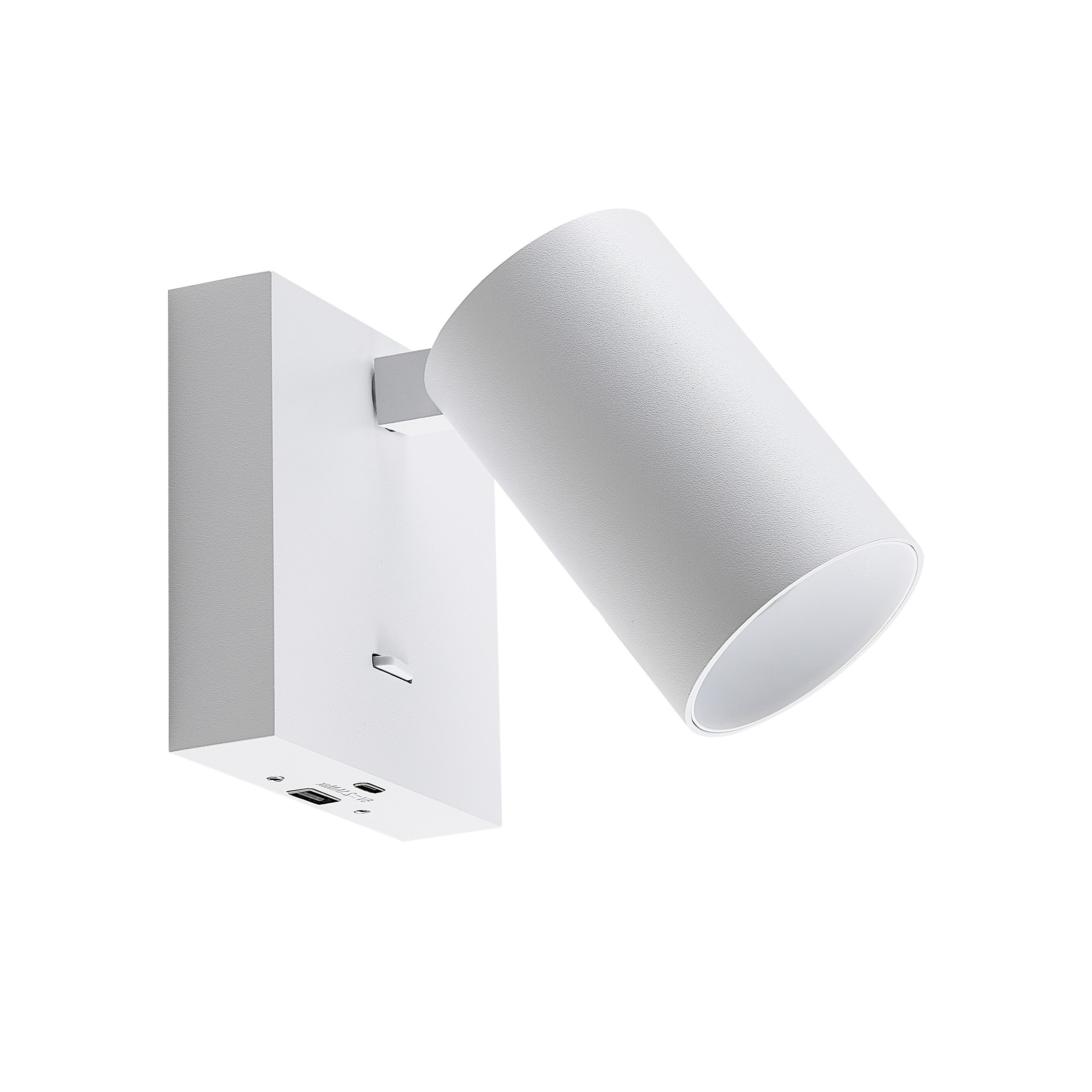 Deko-Light 341339 Wandaufbauleuchte, Can Tilt eckig USB, 1x 7,5 W GU10, 220-240 V/AC, IP 20, weiß