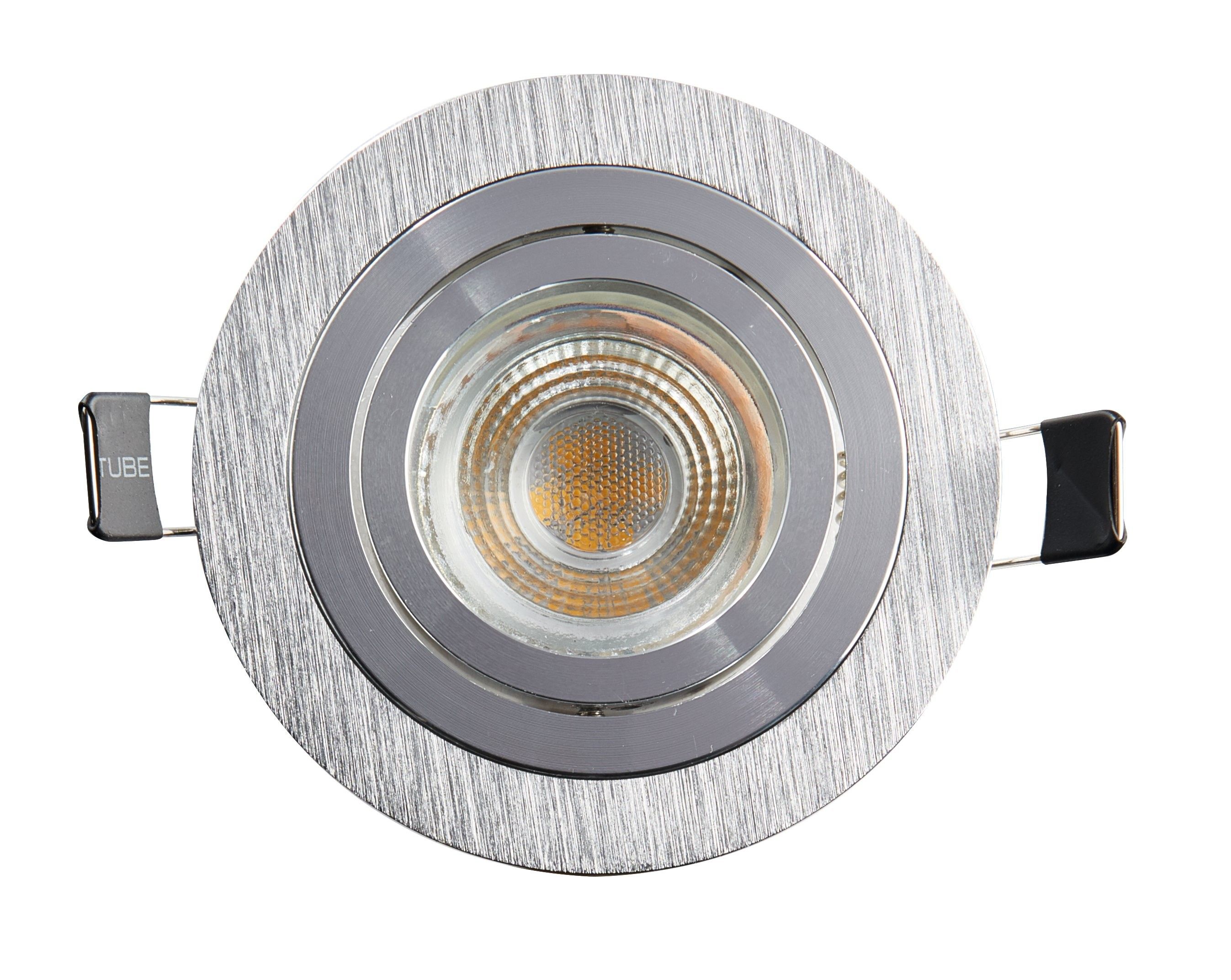 Heitronic 500591 Einbaufassung, rund, GU5,3 und GU10, max. 8 W, schwenkbar, Aluminium gebürstet