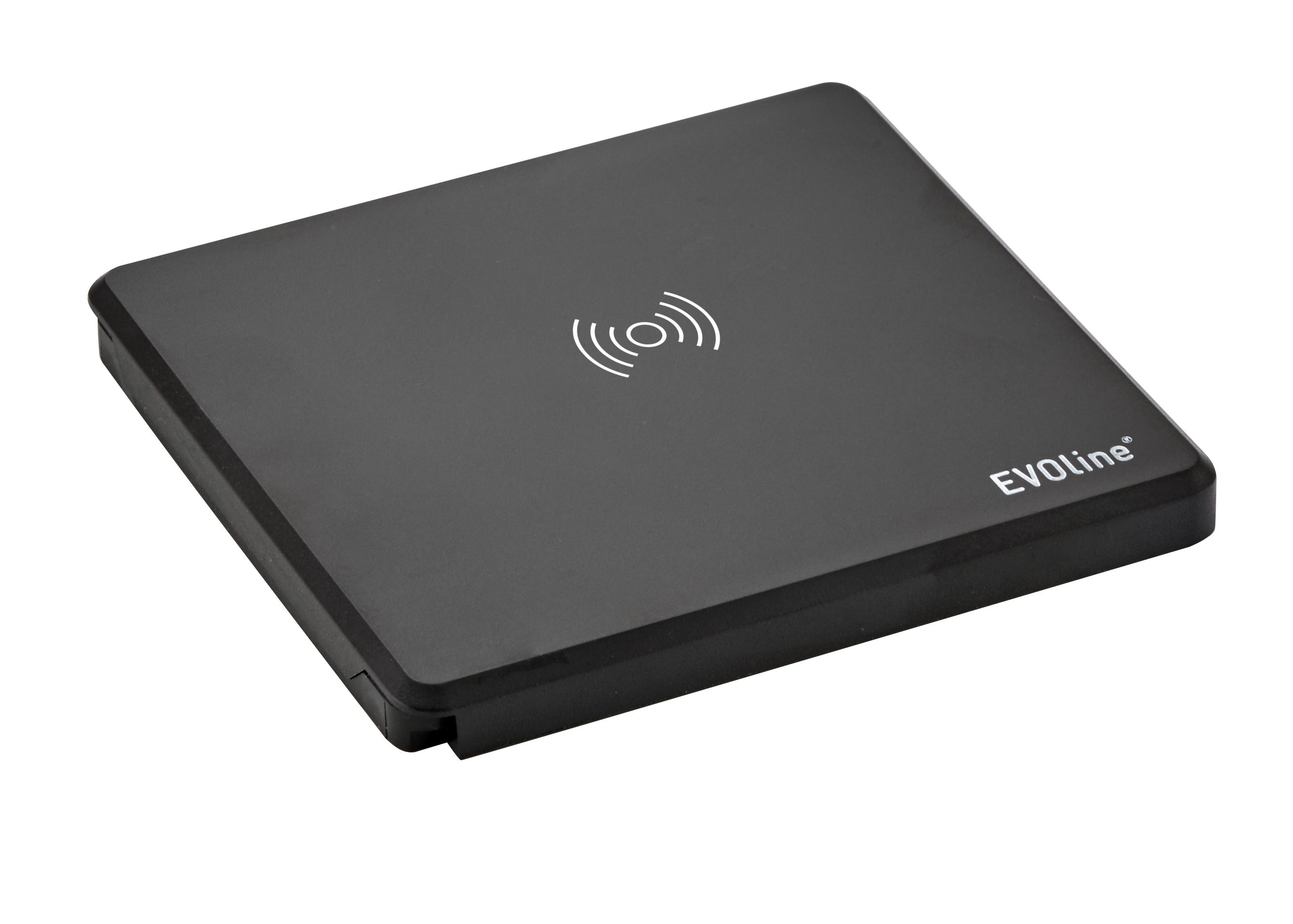 EVOline® 159270024600 Tisch-Einbausteckdose Square80 mit QI-Ladefunktion, VDE-Steckdose, USB Charger Typ C, schwarz