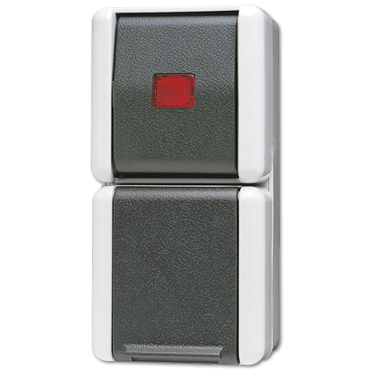 Jung 876KOW Schutzkontakt-Steckdose 16 A 250 V ~ mit Wipp-Kontrollschalter Universal Aus-Wechsel 10 AX 250 V ~, IP 44, WG 800
