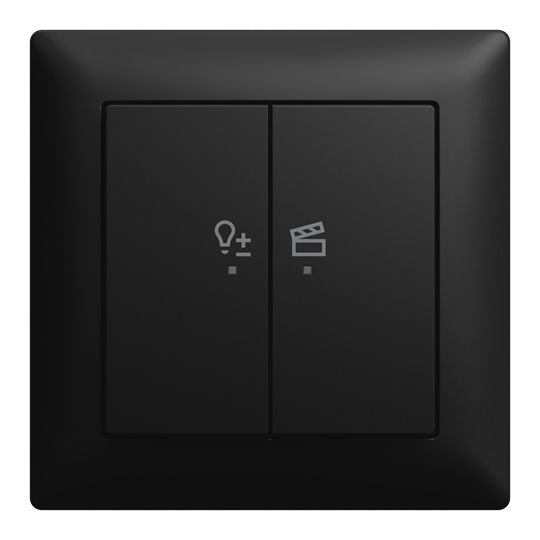 Busch-Jaeger 62851 UJ-915-WL LED-Dimmer-Einsatz flex, 1-fach, Komplettset, mit 2-fach Bedienelement, Wireless, Busch-balance SI, schwarz matt