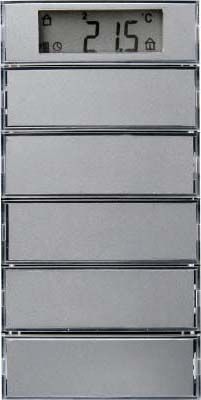Berker 75665785 KNX Tastsensor 5fach mit Temperaturregler, Beschriftungsfeldern und Display, S.1, B.3/B.7, für anthrazit und alu