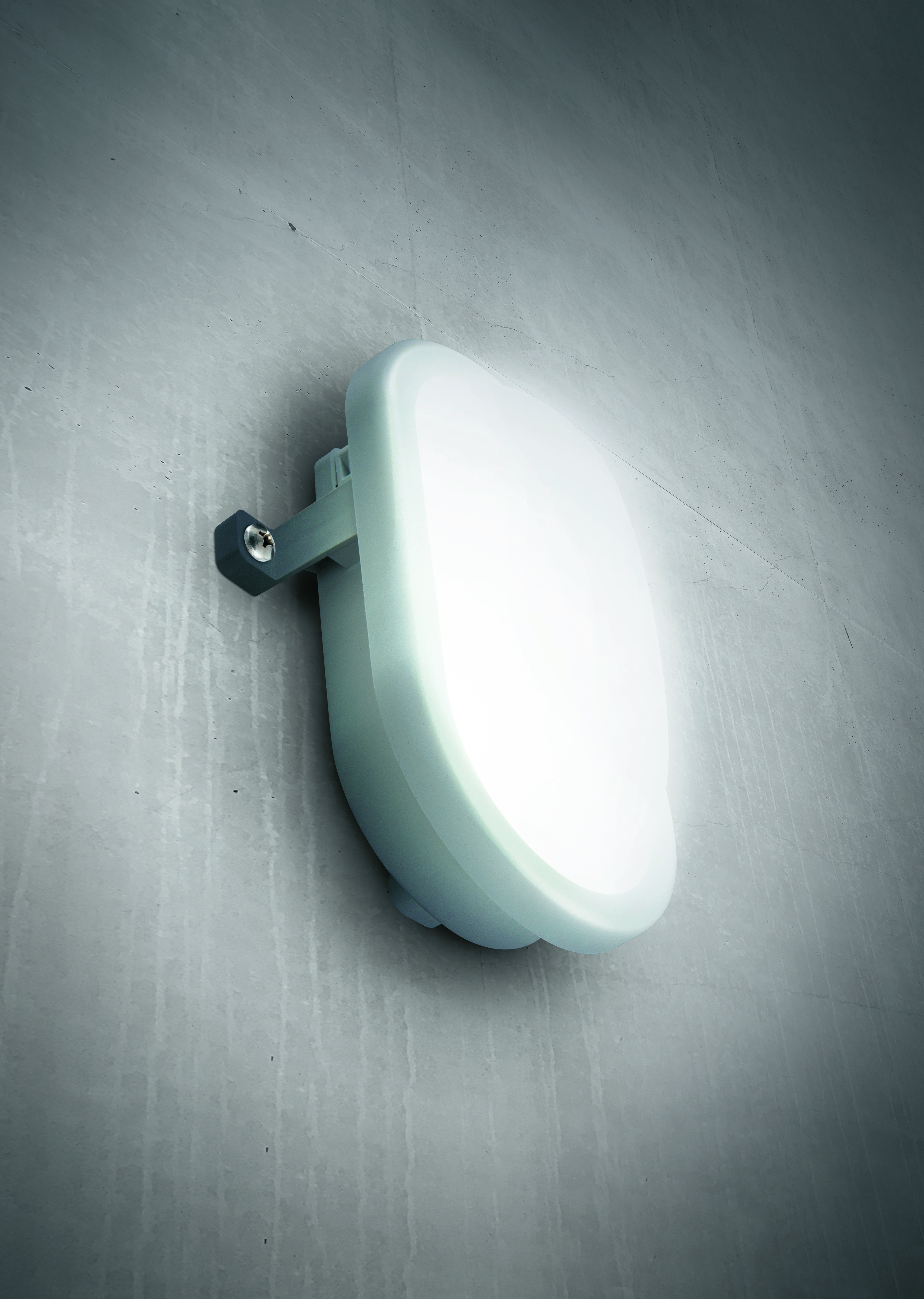 Heitronic 500746 Wand-/ Deckenleuchte BODRUM, oval, 10 W, 4000 K, IP54, oval, lichtgrau