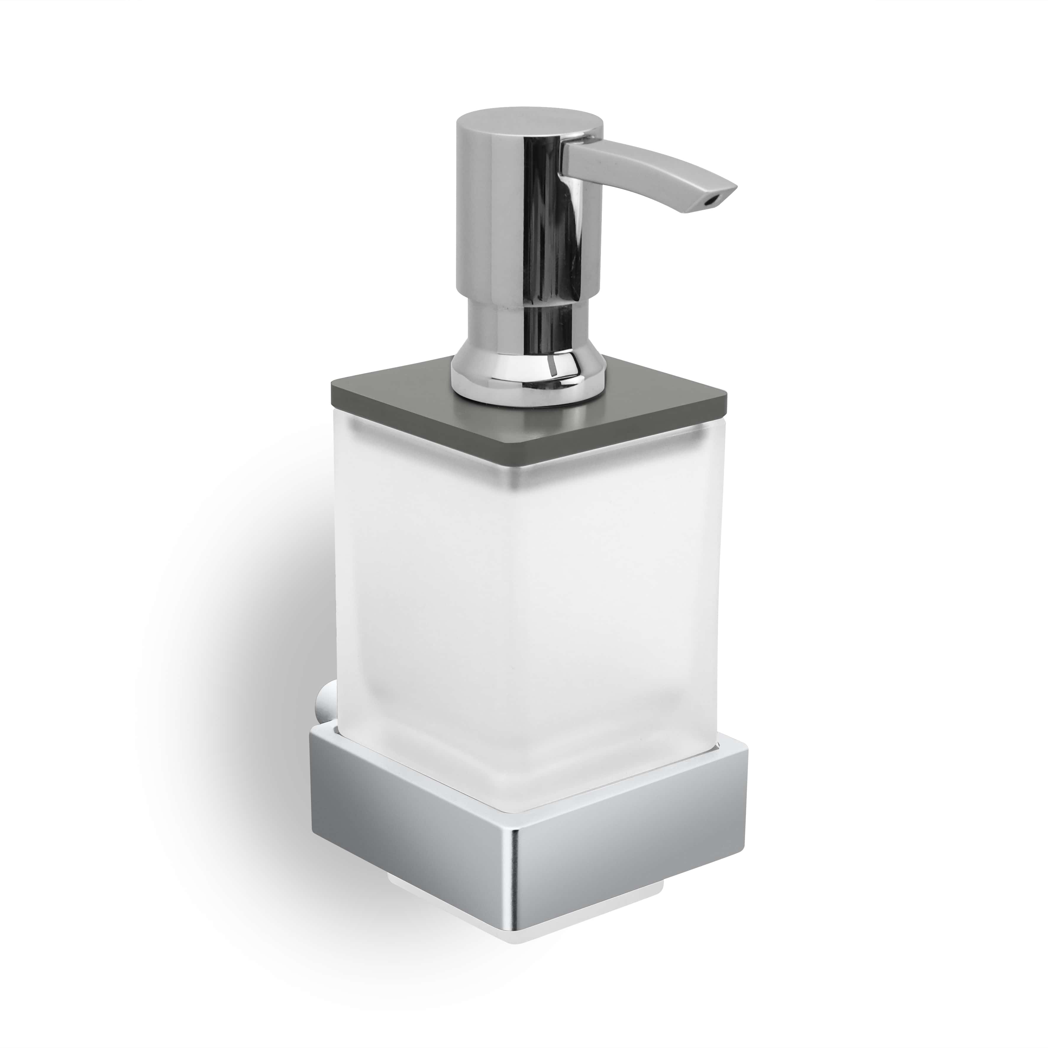 qles HLB0860 Badhalter Lotionspender, für Merten System-M, Glas satiniert, beleuchtet/LED/warmweiß (3000k), Aluminium, edelmatt, IP44