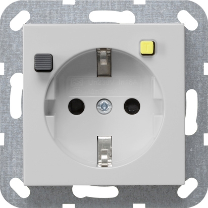 Gira 2677015 FI-Schutzsteckdose 30 mA mit erhöhtem Berührungsschutz (Safety Plus), System 55, grau matt