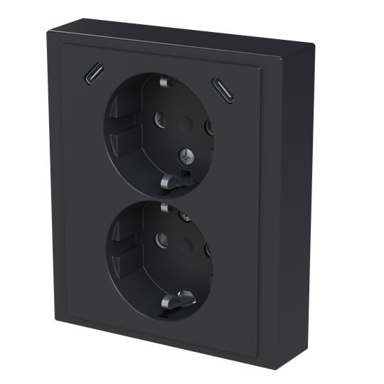 Busch Jaeger 202EUJRB2USBC-81 Schutzkontakt USB-Doppelsteckdose Safety+ mit 2x USB C, anthrazit