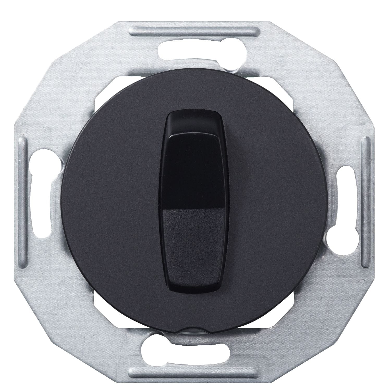Elso WDE011202 Taster (1 Wechsler) mit Zentralplatte, mit Steckklemme, Renova Flush, schwarz matt