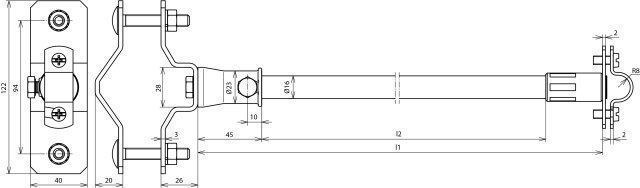 Dehn 106 226 DEHNiso-Distanzhalter 690mm Ø16mm