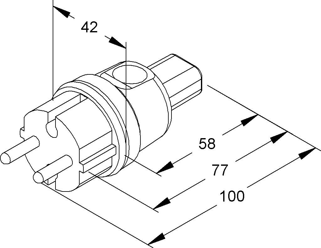 Kleinhuis HKL 77 Schutzkontakt Konturenstecker, ohne Schutzkontakt, nur zum Anschluss an 2-adrige Illuminationsflachleitung, schwarz