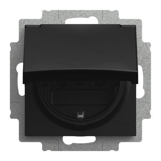 Busch-Jaeger 20 EUCKBD-915 Schutzkontaktsteckdose Safety+ mit Klappdeckel IP44 , Busch-balance SI, schwarz matt