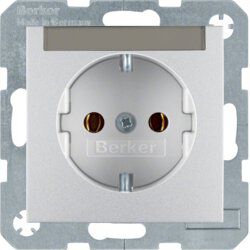 Berker 47501404 Schutzkontakt-Steckdose mit Beschriftungsfeld, S.1/B.3/B.7, alu matt