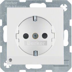 Berker 41098989 Schutzkontakt-Steckdose mit LED-Orientierungslicht, S.1/B.3/B.7, polarweiß glänzend