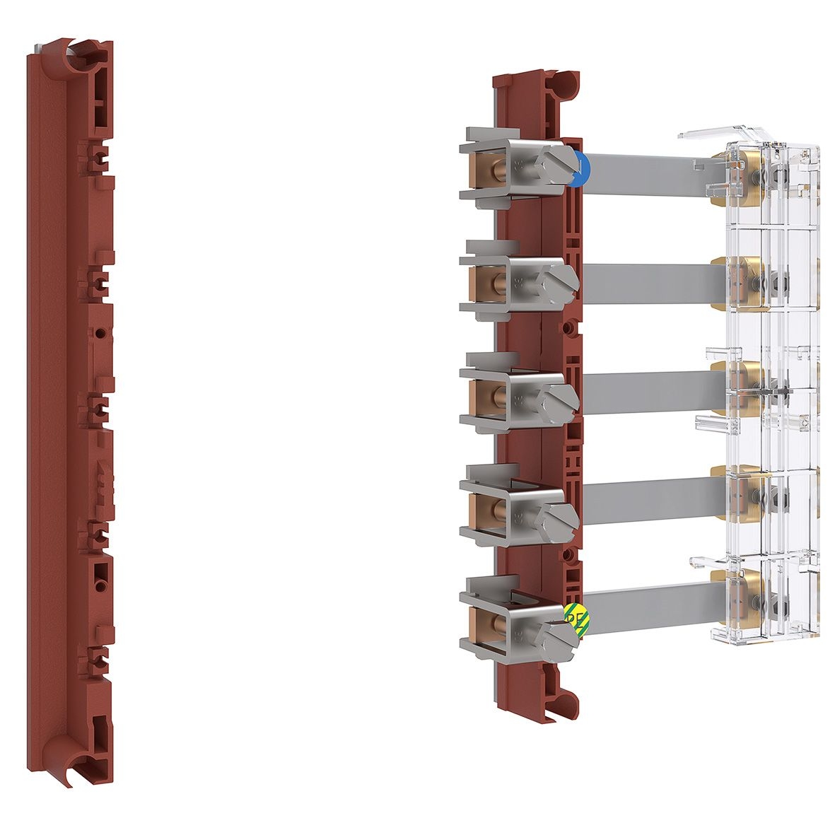 ABN ABNRY67152 Sammelschienen Verbindersatz R-Gehäuse Schrank-GAG12 250A, 5-polig, verkürzt
