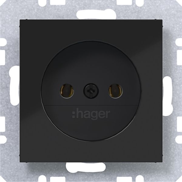Hager WAS5100BG Steckdose ohne Schutzkontakt, Steckklemmen, A.x/C.x, nachtschwarz glänzend