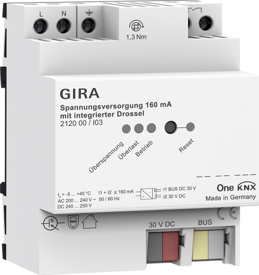 Gira 212000 Spannungsversorgung 160 mA mit integrierter Drossel für KNX