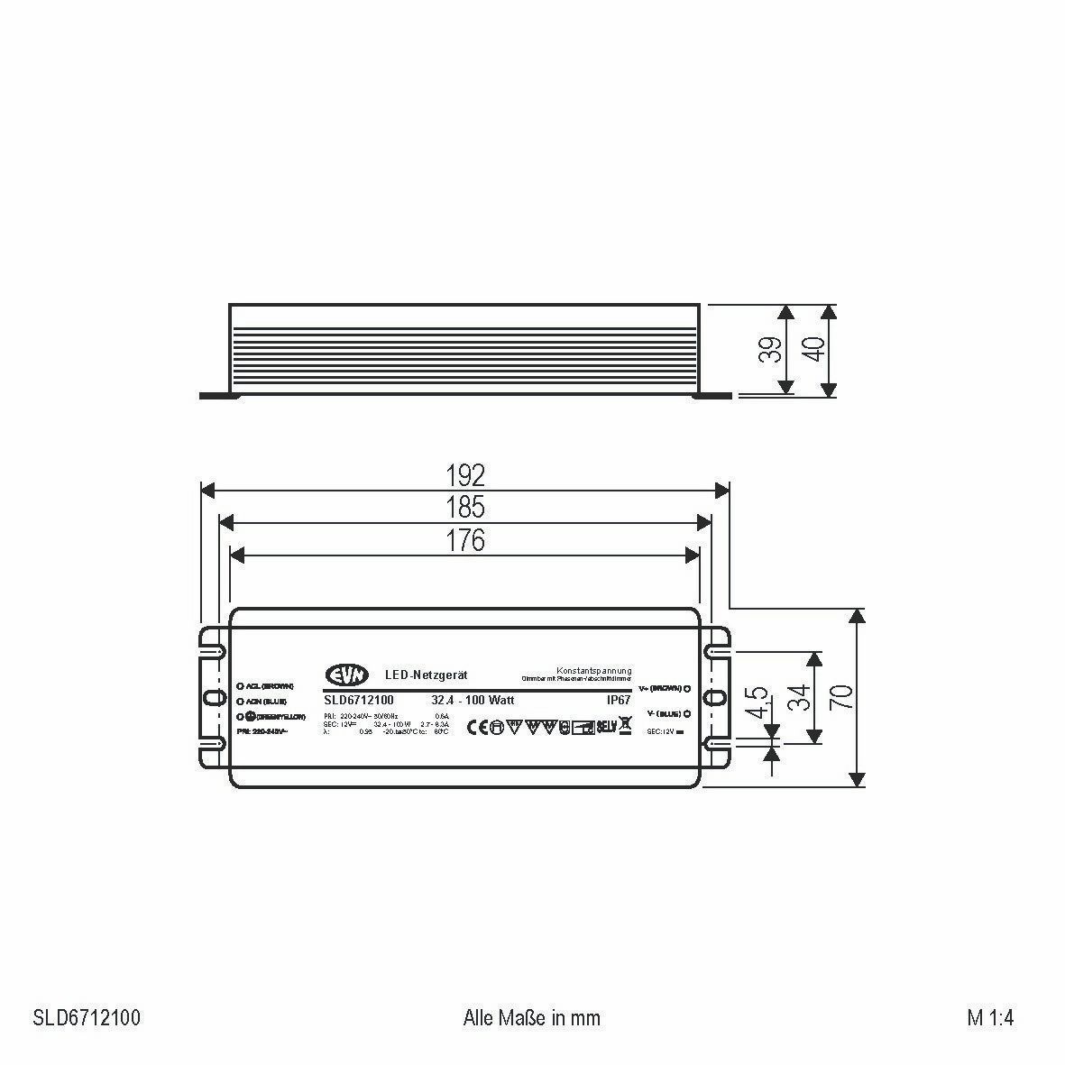 EVN SLD6712100 NG 12V/DC, 32,4-100W, IP67