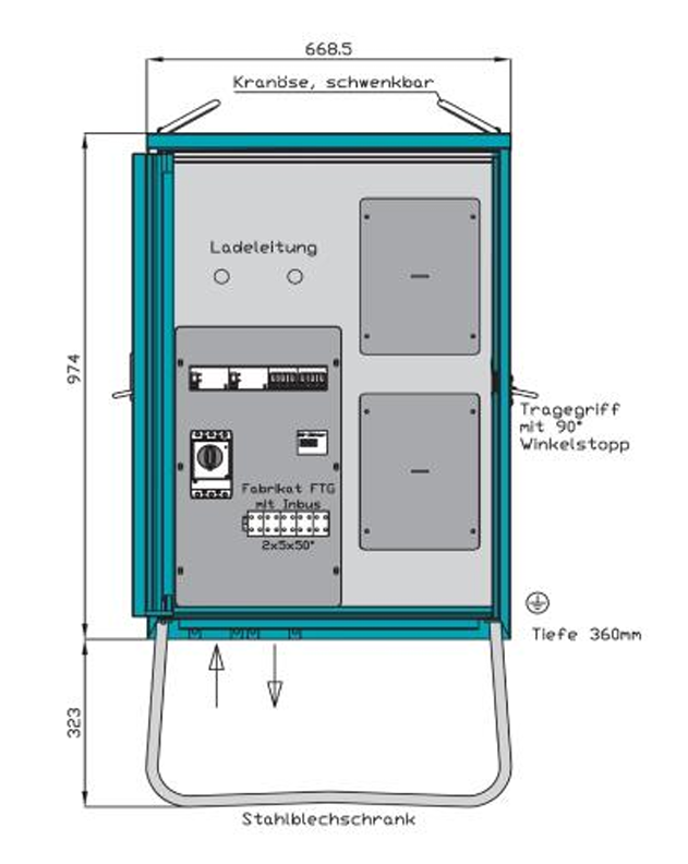 Walther Electric 98100610 R2Charger mit 2 Stk. Typ-2-Kupplungen, 11 kW, IP44 – Ladelösung im Stahlblechgehäuse, anschlussfertig mit MID-Zähler, Ladestation für die Baustelle