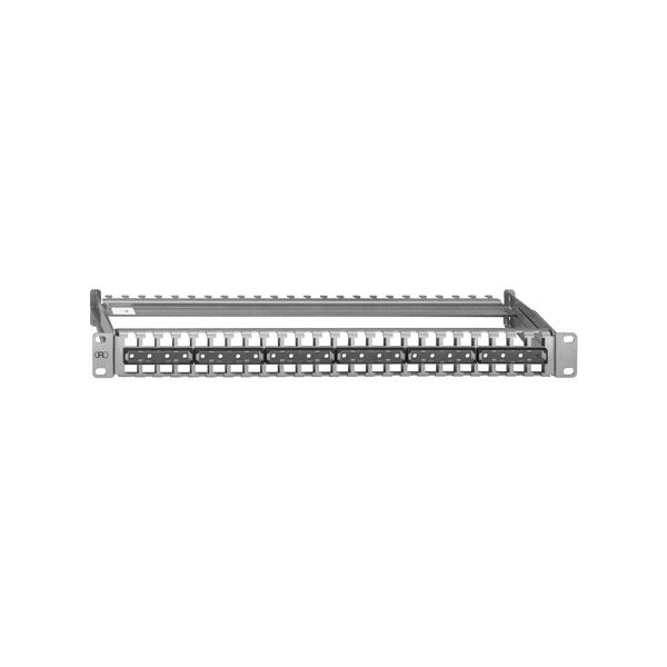 Rutenbeck 23900010 Patchpanel zur Aufnahme von max. 48 Universalmodulen UM-Cat.8.1/Class I 40/10G, UM-Cat.6A iso 25/10G und Keystonemodulen KMK, 19"/1 HE, Direktmontage, Edelstahl