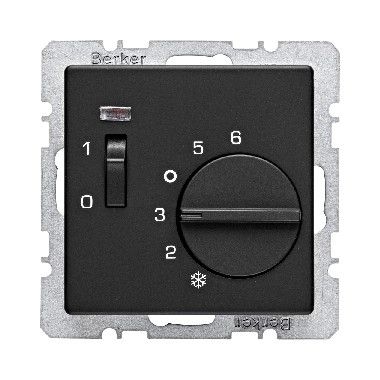 Berker 20316086 Temperaturregler 24 V mit Öffner, Zentralstück, Wippschalter und LED, Q.x, anthrazit samt