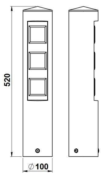 Albert 682102 Steckdosensäule mit 3 Steckdosen, Höhe 520mm, weiß