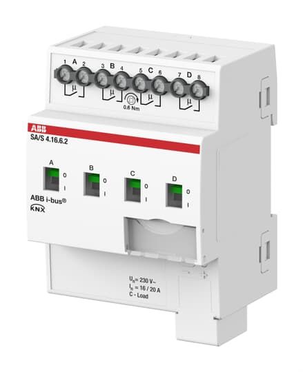 ABB SA/S4.16.6.2 Schaltaktor, 4-fach, 16 A, C-Last mit Energiefunktion, REG