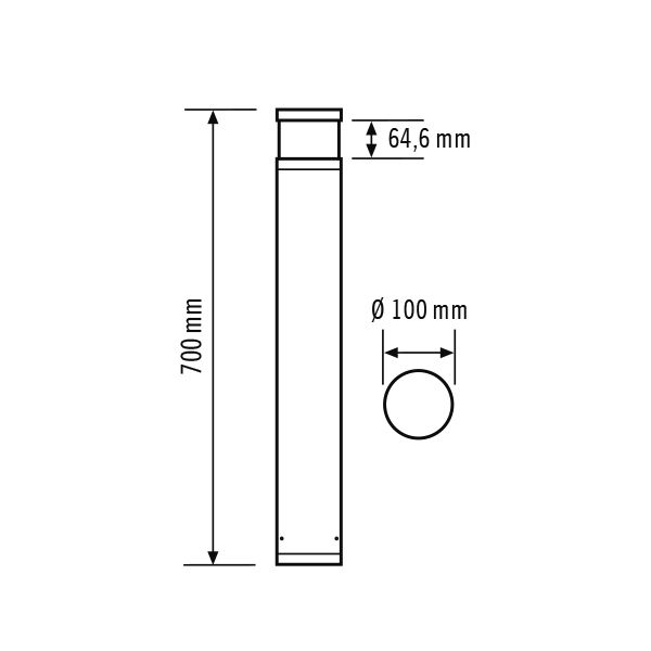 ESYLUX EL10821134 Pollerleuchte 7W, 3000K Höhe 70cm