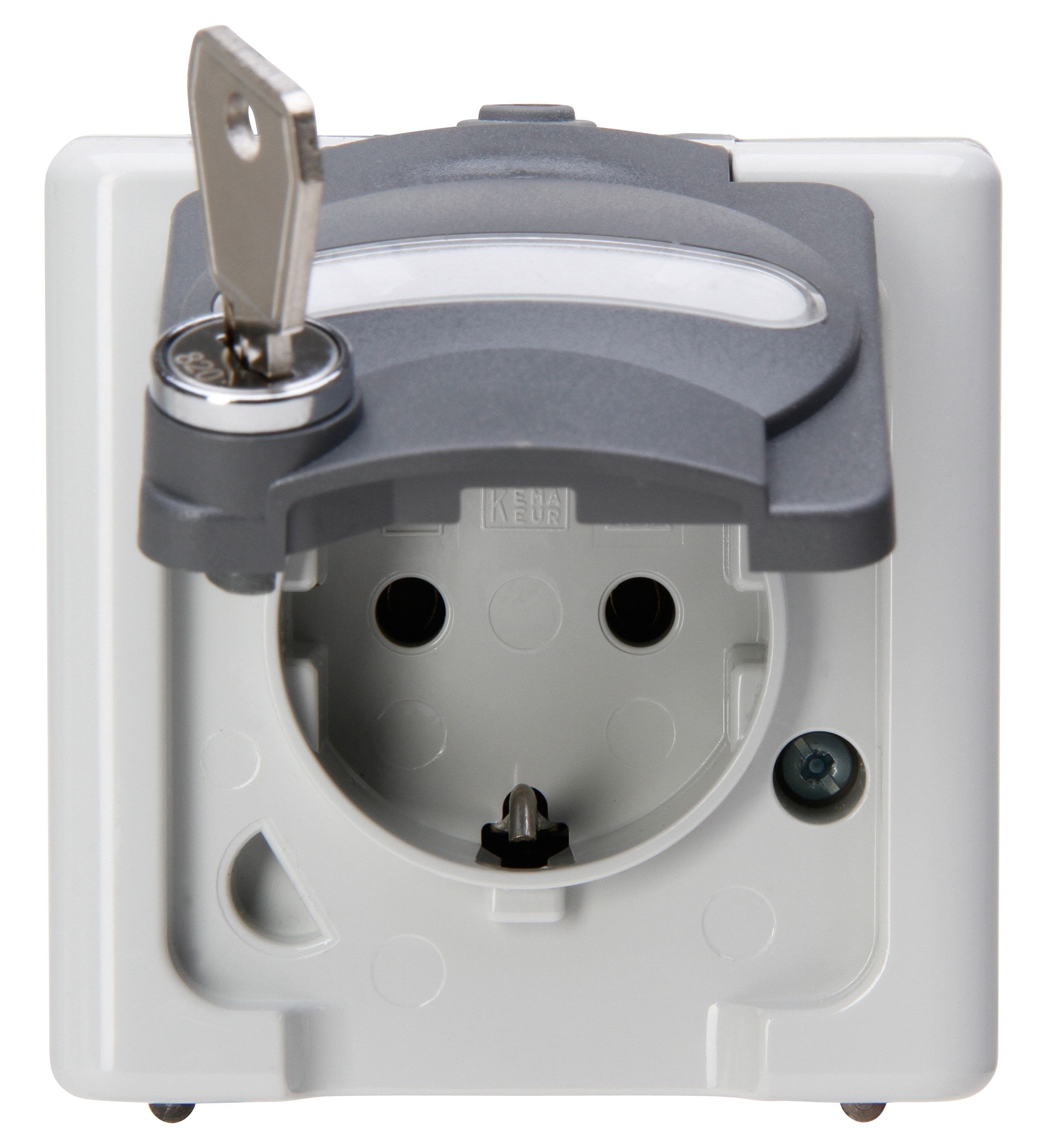 Kopp 103456009 Blue Elec. Schutzkontakt-Steckdose mit Schloss, Typ 0, Aufputz IP44