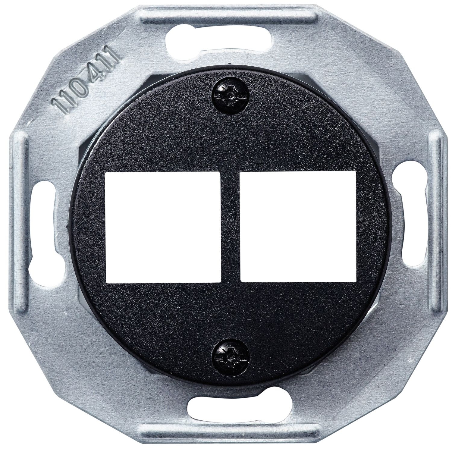 Elso WDE011703 Datensteckdose 2-fach IAE / UAE-EINS, 8(8) mit Zentralplatte, Renova Flush, schwarz matt