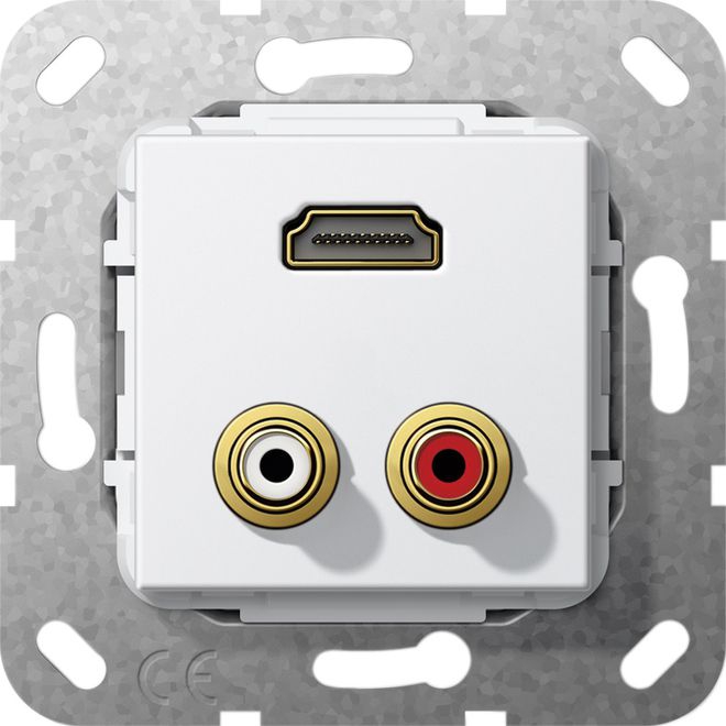 Gira 567303 Cinch Audio und HDMI Kupplung, Einsatz reinweiß glänzend