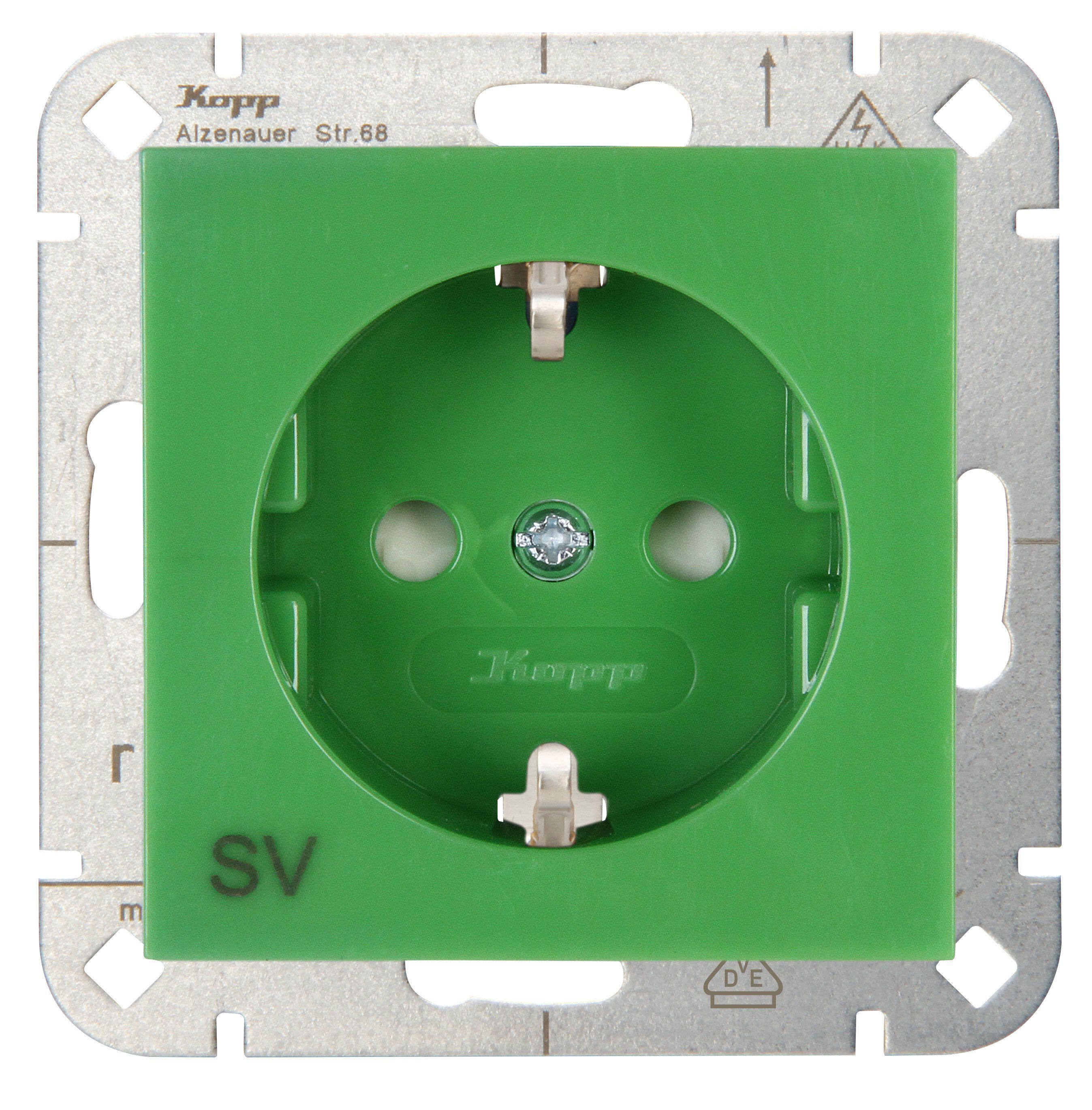 Kopp 940008004 HK07 - Schutzkontakt-Steckdose, Aufdruck "SV", Farbe: grün