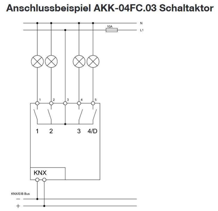 MDT AKK-04FC.03 Schaltaktor 4-fach, 2TE REG, 10A, 230VAC, Fan coil