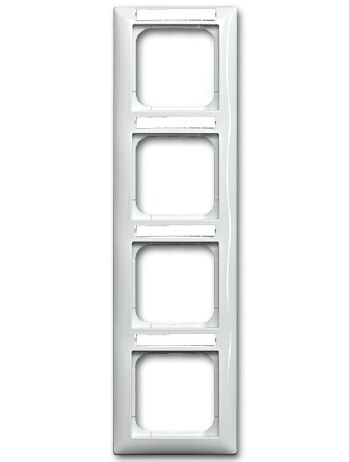 Busch-Jaeger 1724 NS-914 Abdeckrahmen 4-fach mit Beschriftungsfeld Busch-balance SI, vertikal, alpinweiß glänzend