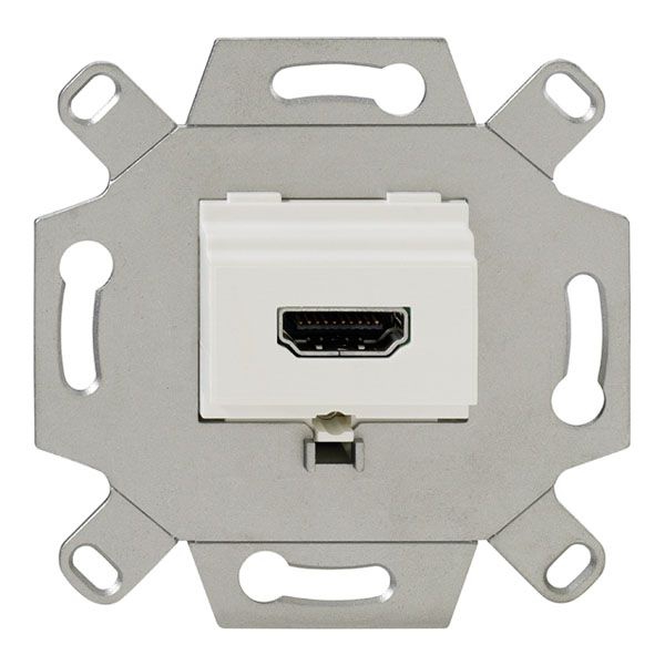 Rutenbeck 17010553 KM-HDMI Up 0 rw HDMI-Anschlussdose, 1-fach, mit 20 Schraubkontakten, für handelsübliche TAE-Zentralstücke, abbrechbarer Tragring für Stegversion, reinweiß