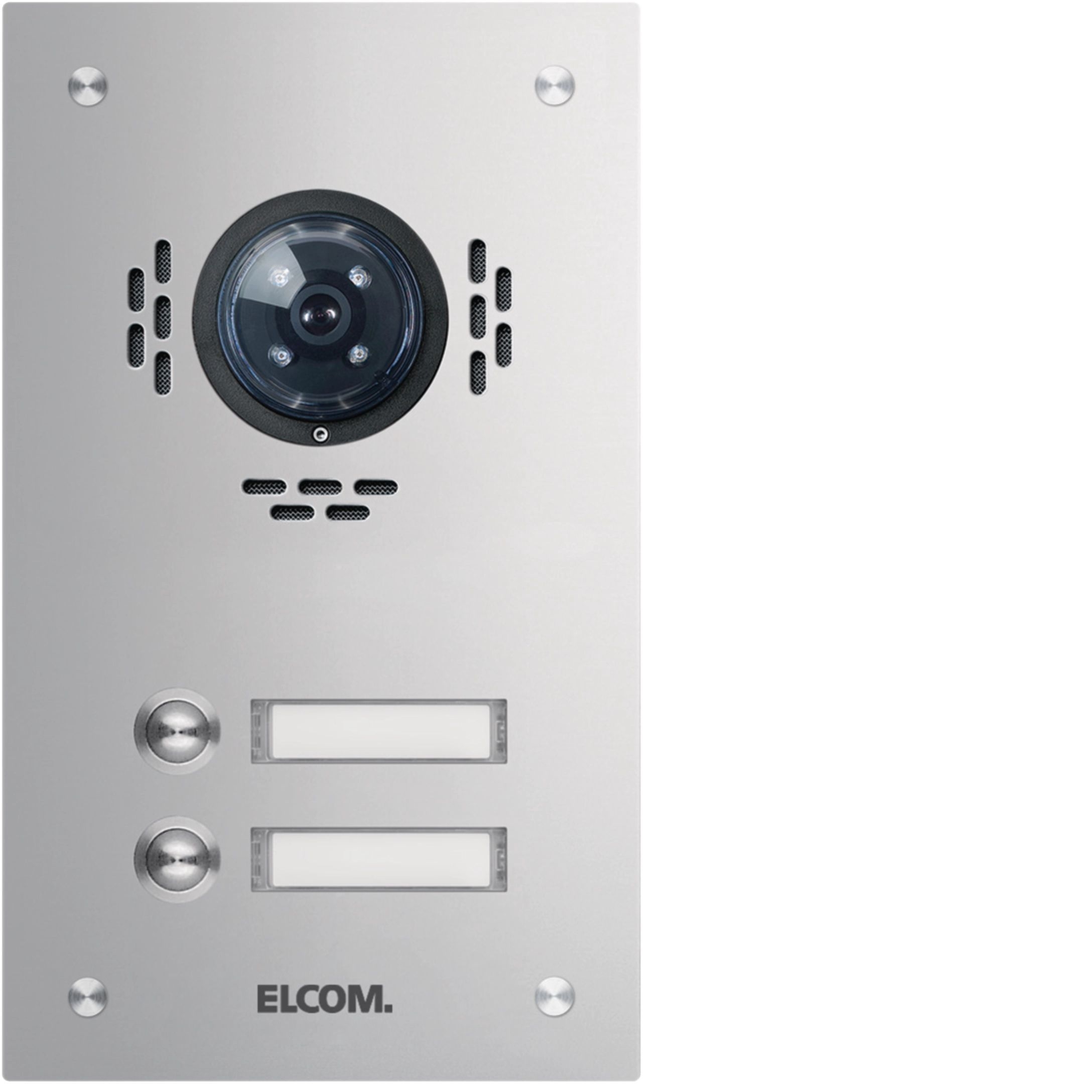 Elcom 1102180BTC Aussenstation für Kamera-Türlautsprecher 2/1, Rund-Taster, Unterputz, Edelstahl matt, ESTA