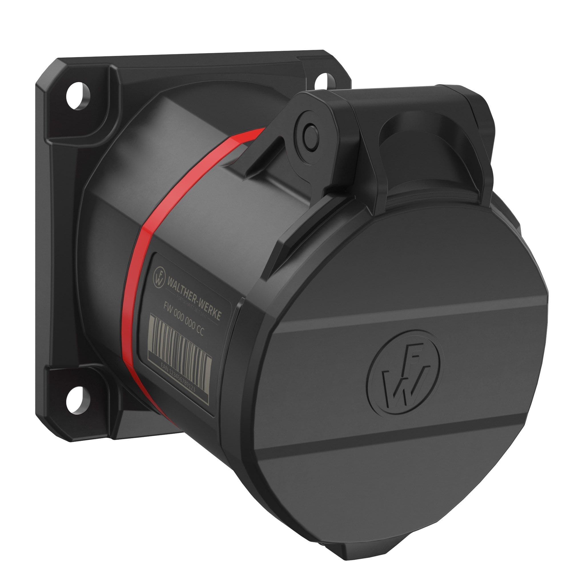 Walther Werke FW511506CC CEE NEO Anbaudose schräg 16A 5P 6h IP54 mit Käfigzugfeder-Technik und 86x86mm Flansch