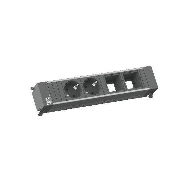 Bachmann 916.1000 Power Frame, 2 Schutzkontaktsteckdosen, 2 Custom Module leer, Zuleitung 0,2m H05VV-F 3G1,5qmm mit GST Stecker