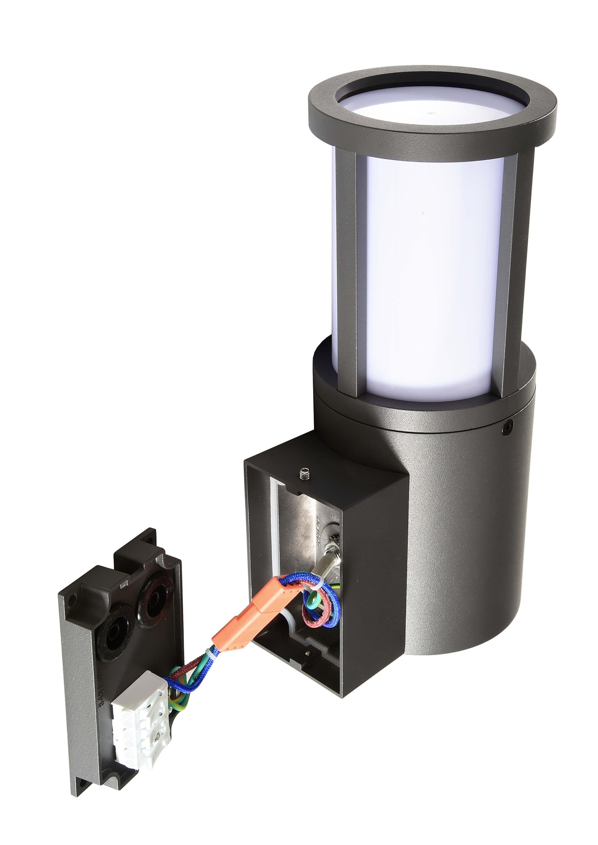 Deko-Light 731154 Wandaufbauleuchte, Facado II rund opal, 1x max 20 W, 220-240 V/AC, 50 / 60 Hz, IP 65, dunkelgrau