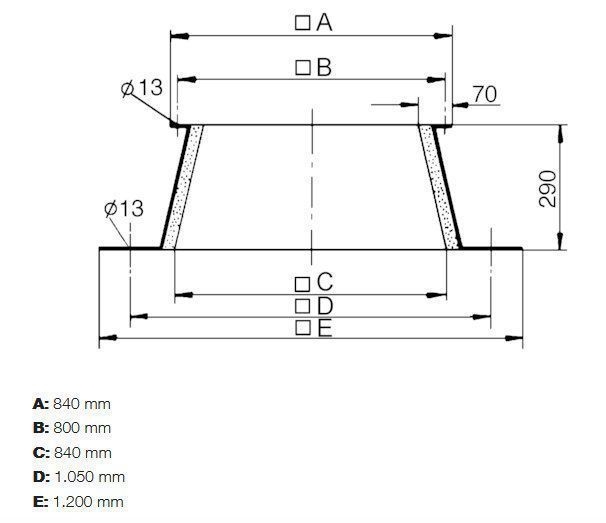 Maico SO 50 Flachdachsockel zur Montage von Dachventilatoren, DN 500 mm