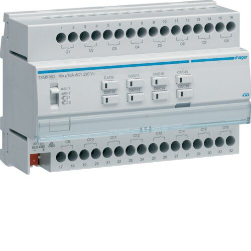 Hager TXM616D Schalt-/Jalousieaktor 16/8-fach KNX easy, 16A, C-Last