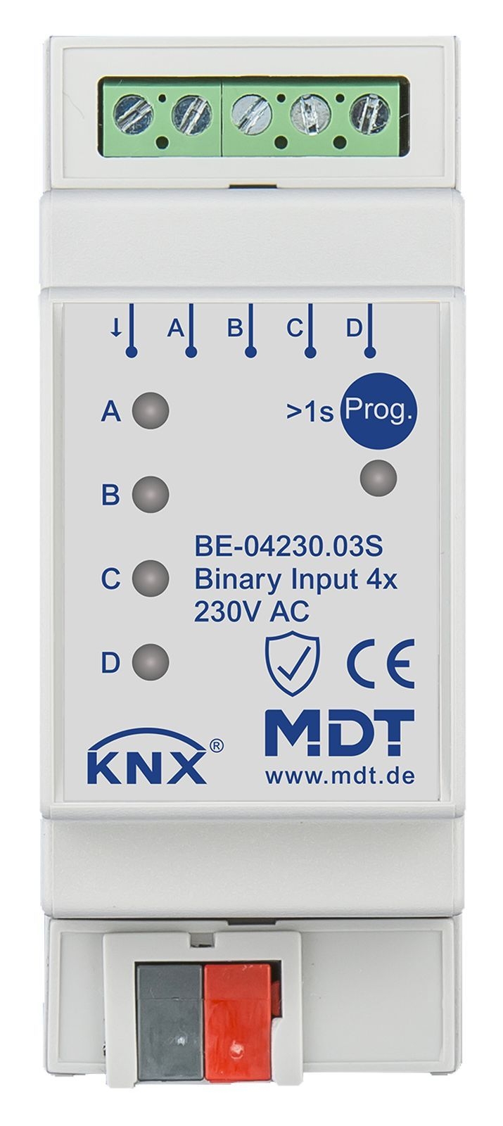 MDT BE-04230.03S KNX Binäreingang 4-fach, 2TE REG, Ausführung 230 V AC