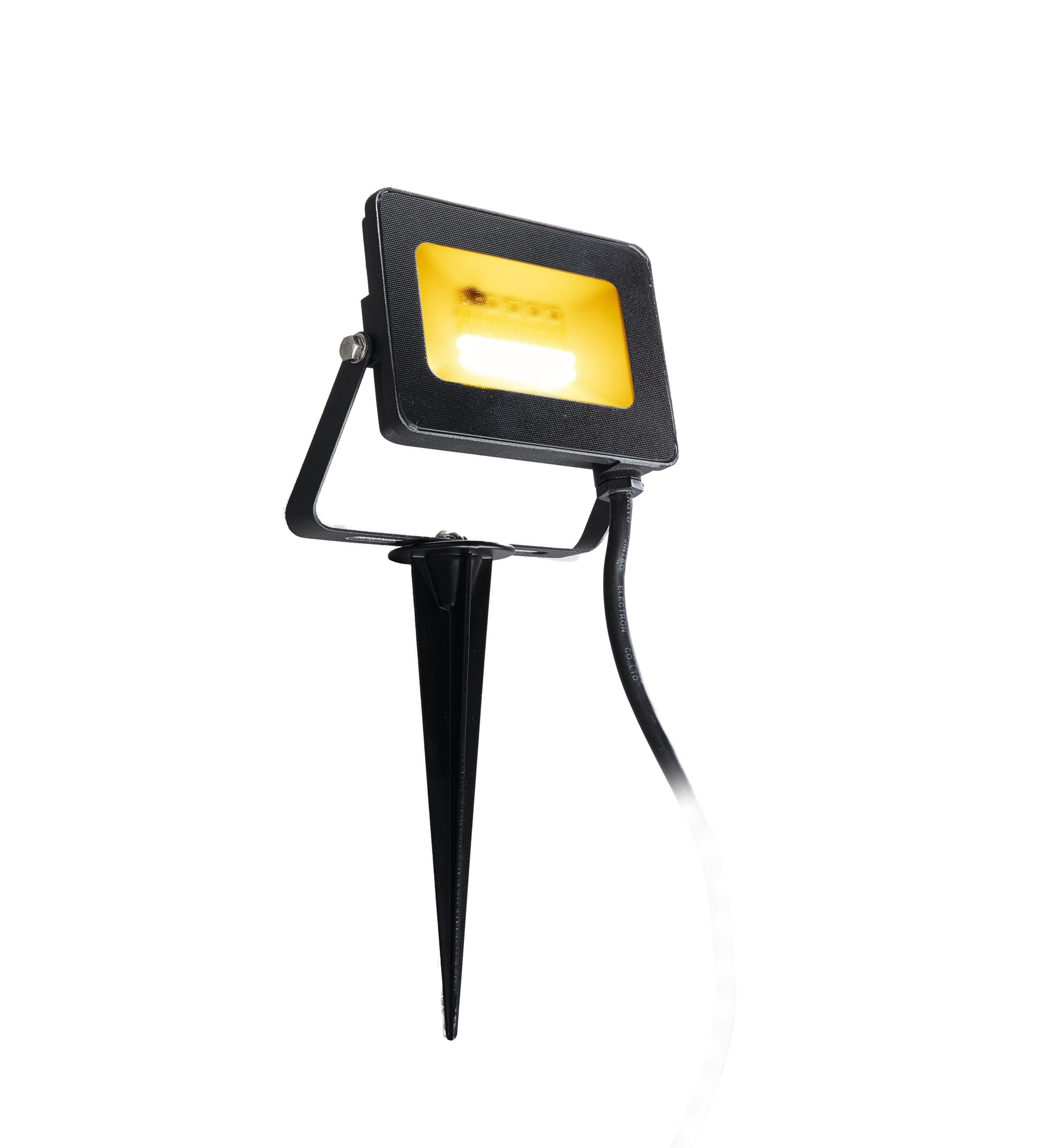 Heitronic 500645 Flutlichtstrahler Kingston, 15 W, 2700 - 6500 K einstellbar,  IP44, RGB + CCT, inklusive Fernbedienung und Erdspieß