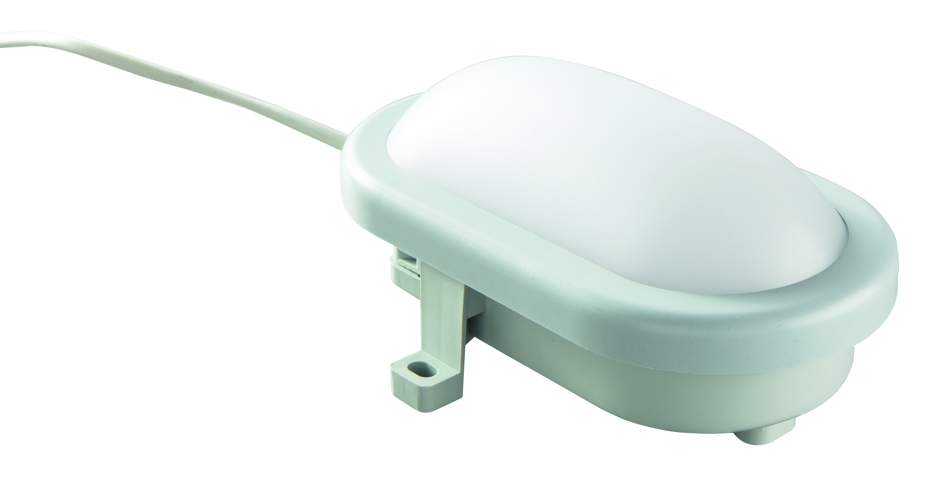 Heitronic 500746 Wand-/ Deckenleuchte BODRUM, oval, 10 W, 4000 K, IP54, oval, lichtgrau