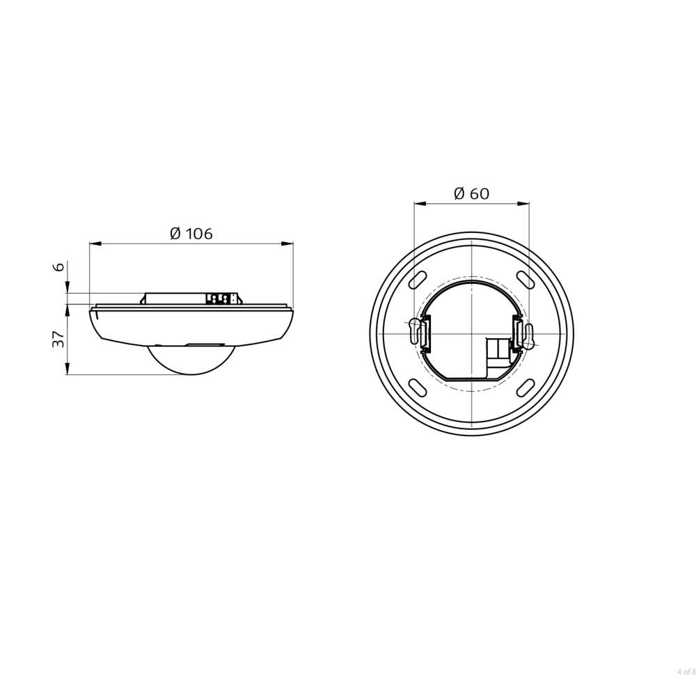 B.E.G. 93510 PD2N-KNXs-ST-DE KNX-Präsenzmelder 360°, Ø 83 x 55 mm, weiß matt