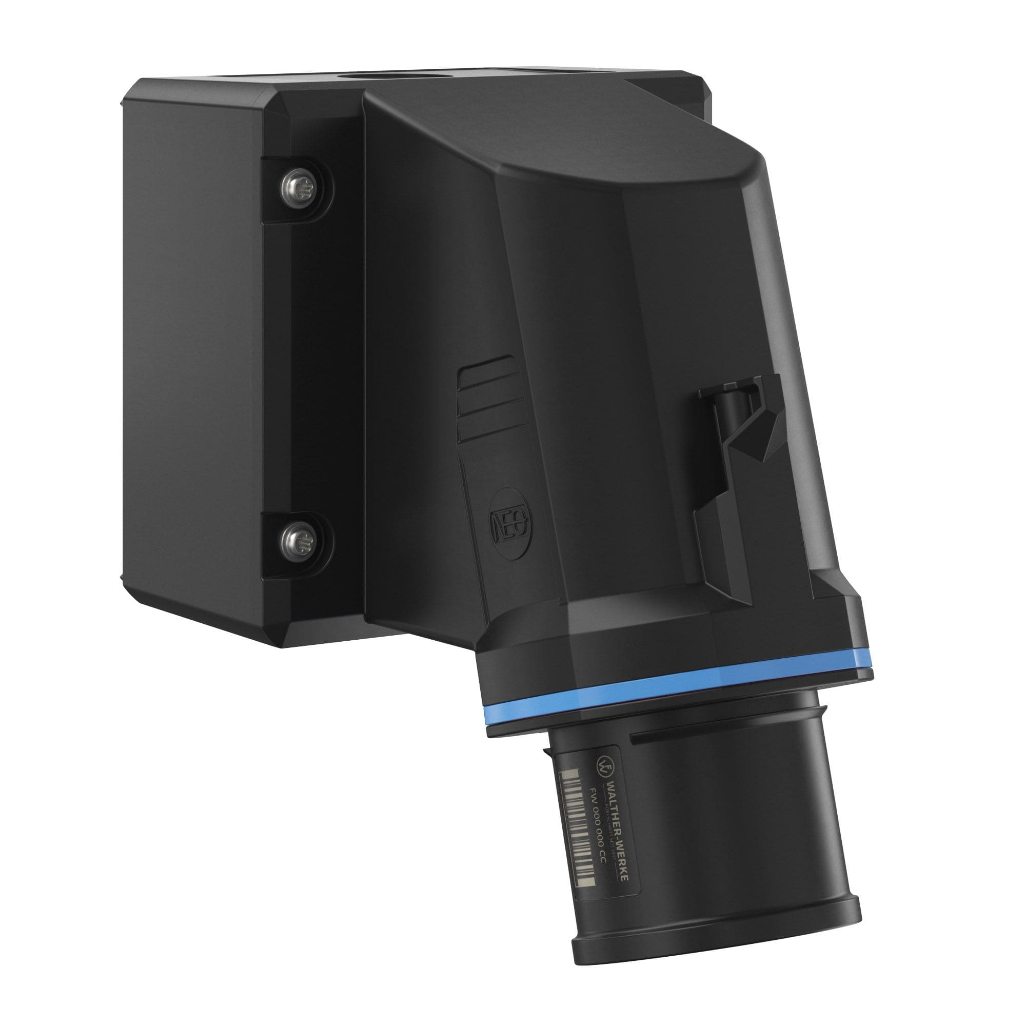 Walther Werke FW734306CC CEE NEO Wandgerätestecker schräg 32A 3P 6h IP54 mit Käfigzugfeder-Technik und drehbarem Boden