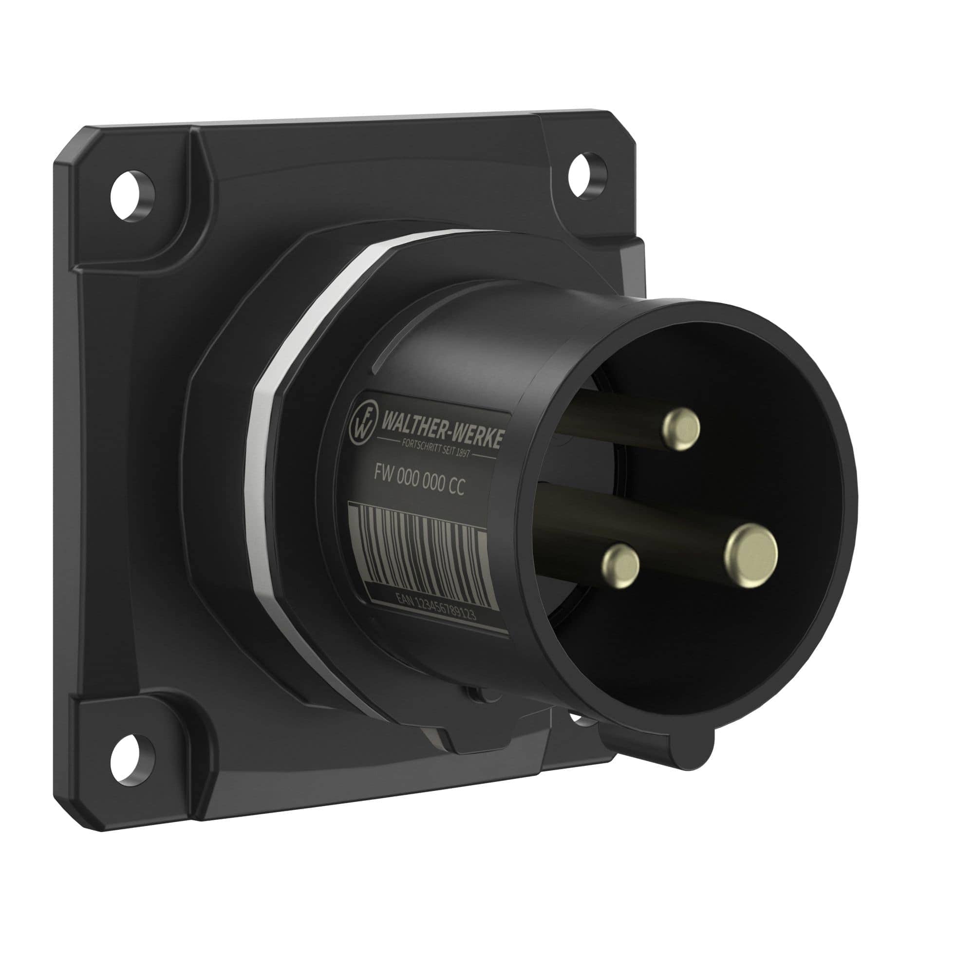 Walther Werke FW610308SK CEE NEO Anbaugerätestecker gerade 16A 3P 8h IP54 mit Schraubtechnik und 75x75mm Flansch