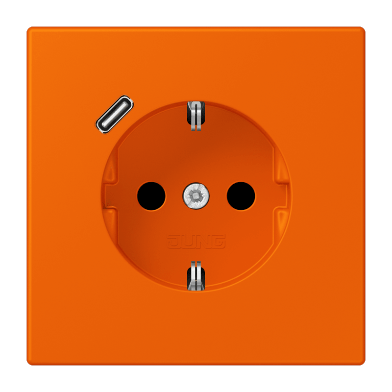 Jung LC152018C224 Schutzkontakt-Steckdose mit USB-Ladegerät Typ C, Safety+, Les Couleurs® 32080, orange